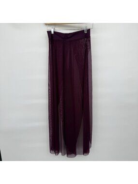 Kelle Tulip Mesh Pants Dance Adult Small Purple Burgundy
